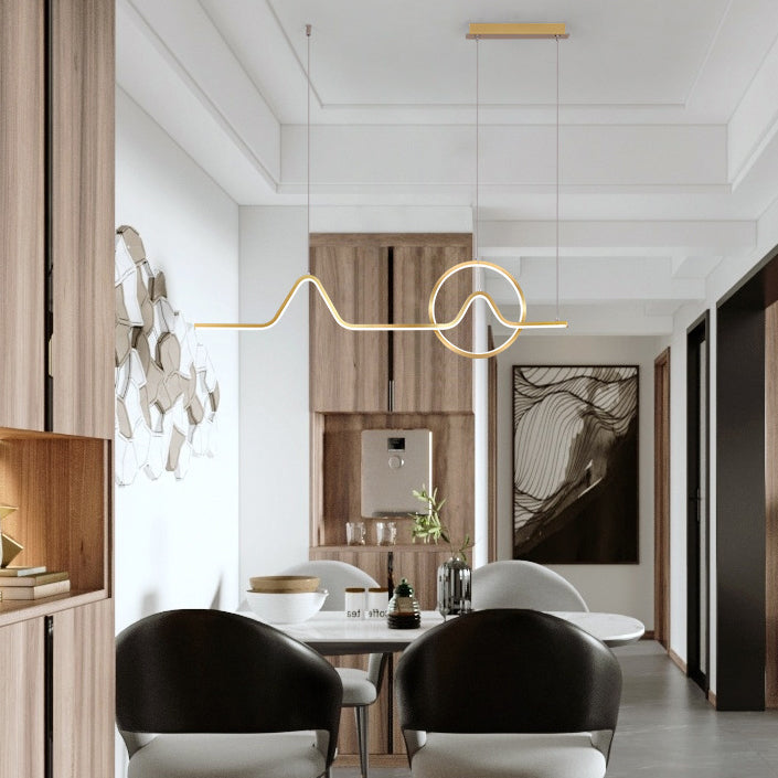 2-Light Modern Island Lighting Golden Metallic LED Ceiling Light for Bedroom