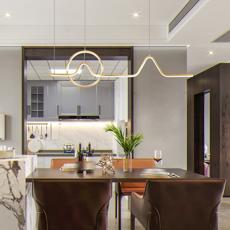 2-Light Modern Island Lighting Golden Metallic LED Ceiling Light for Bedroom
