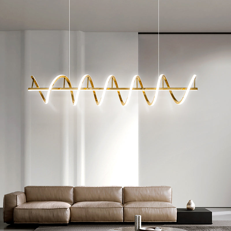 Minimalism Hanging Light Gold LED Island Light Fixture for Dining Room