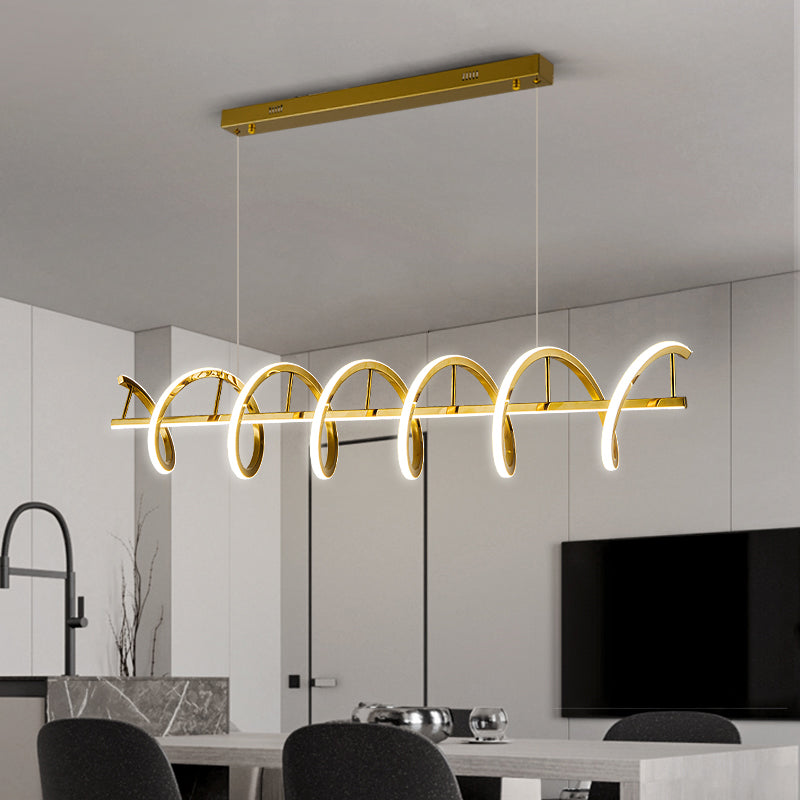 Minimalism Hanging Light Gold LED Island Light Fixture for Dining Room