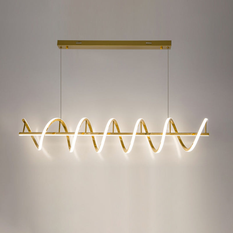 Minimalism Hanging Light Gold LED Island Light Fixture for Dining Room