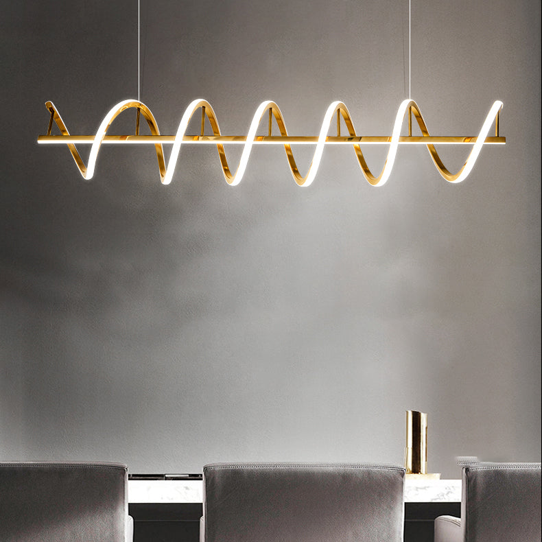 Minimalism Hanging Light Gold LED Island Light Fixture for Dining Room
