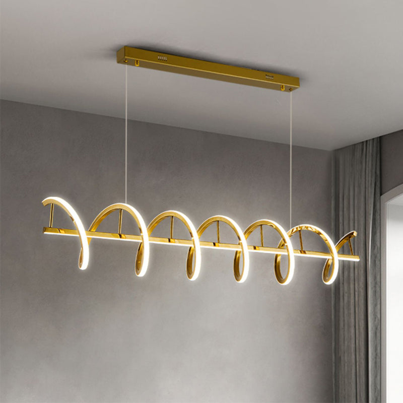 Minimalism Hanging Light Gold LED Island Light Fixture for Dining Room