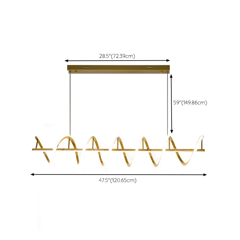 Minimalism Hanging Light Gold LED Island Light Fixture for Dining Room