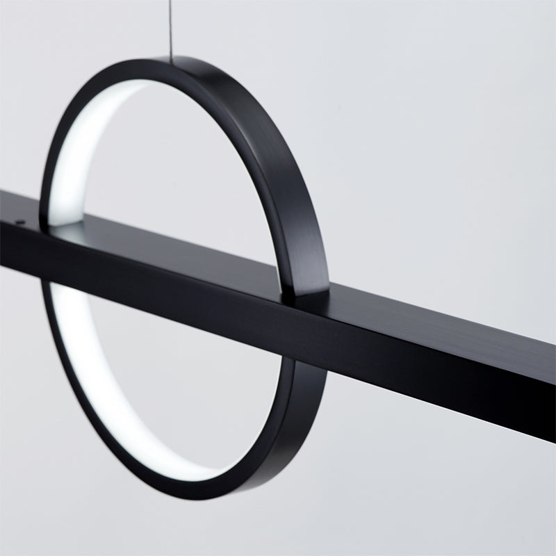 Minimalism Hanging Light Linear Island Light Fixture in Black for Dining Room