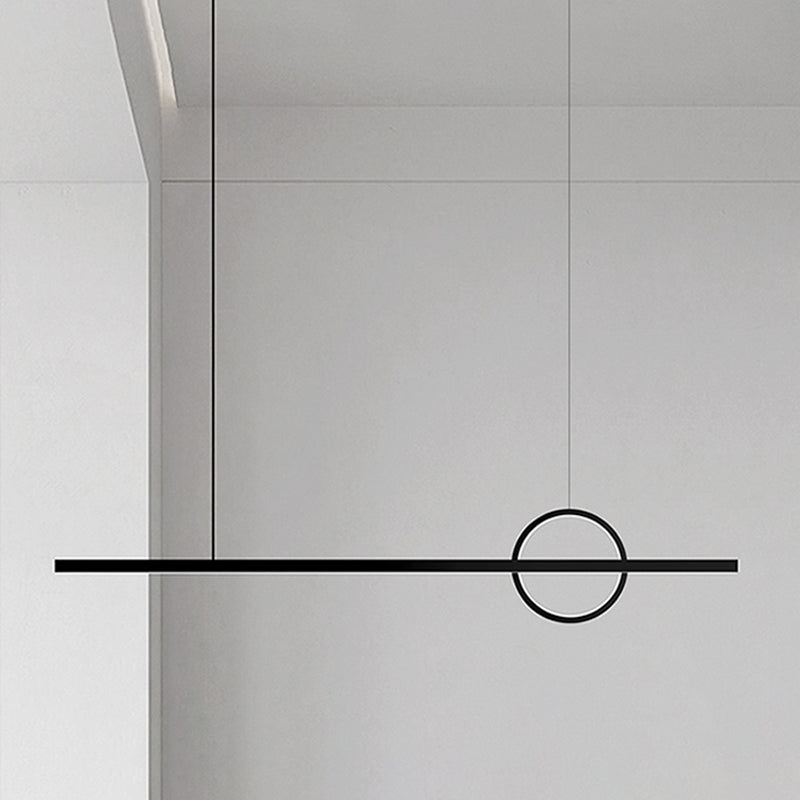 Minimalism Hanging Light Linear Island Light Fixture in Black for Dining Room