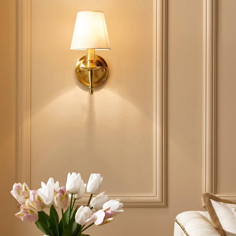 American Style Copper Wall Light Cylinder Shape Wall Lamp for Bedroom