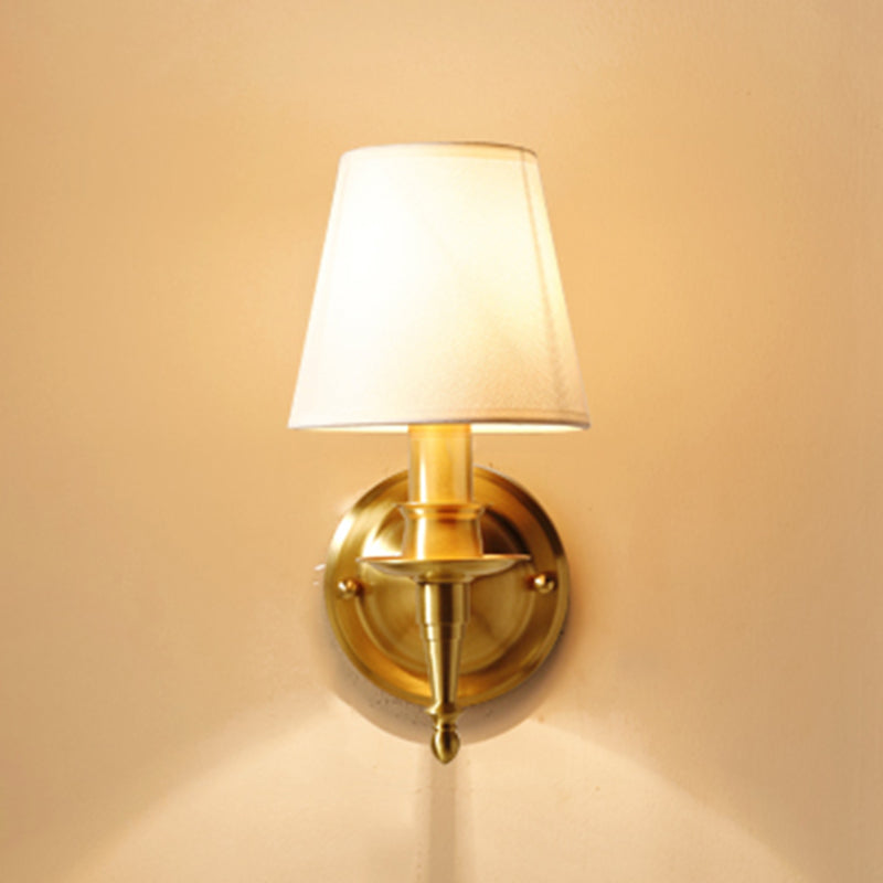 American Style Copper Wall Light Cylinder Shape Wall Lamp for Bedroom