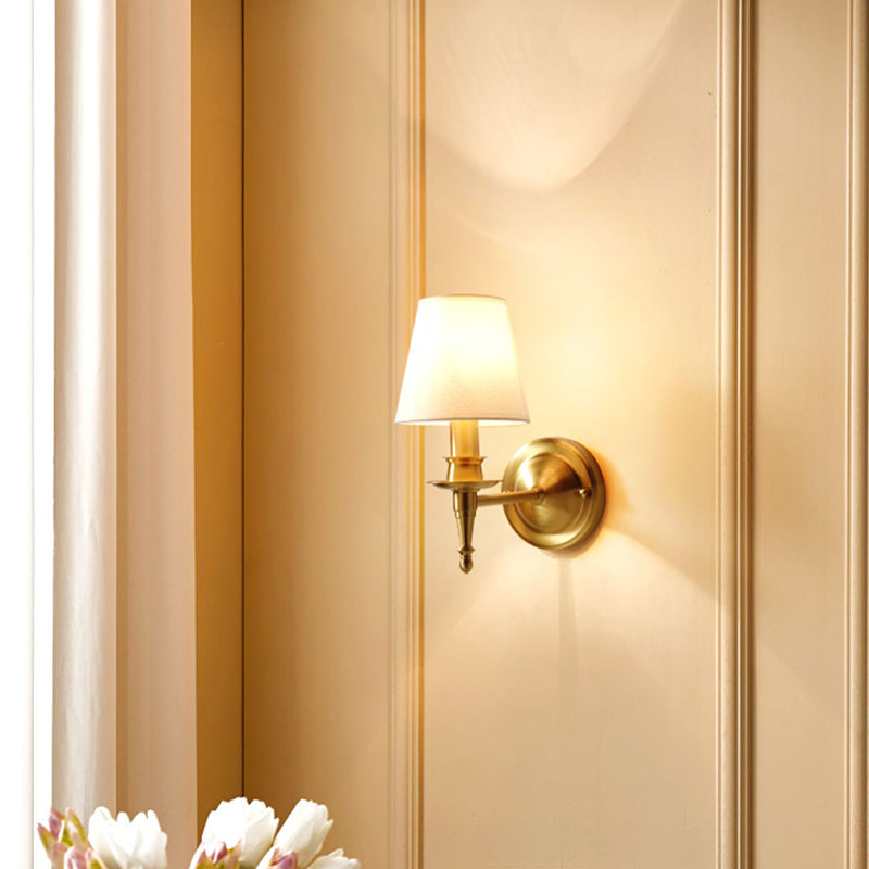 American Style Copper Wall Light Cylinder Shape Wall Lamp for Bedroom