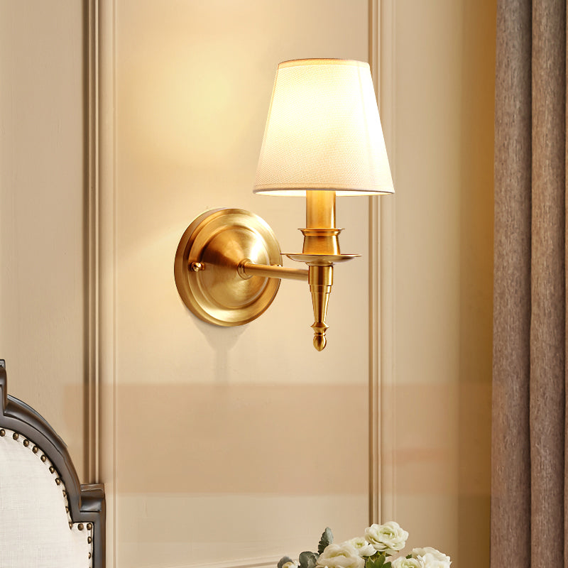 American Style Copper Wall Light Cylinder Shape Wall Lamp for Bedroom