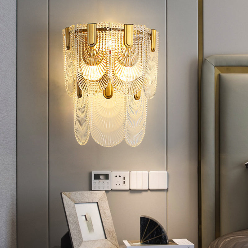 Metal & Glass 2 - Light Wall Light Post Modern in Gold & Clear