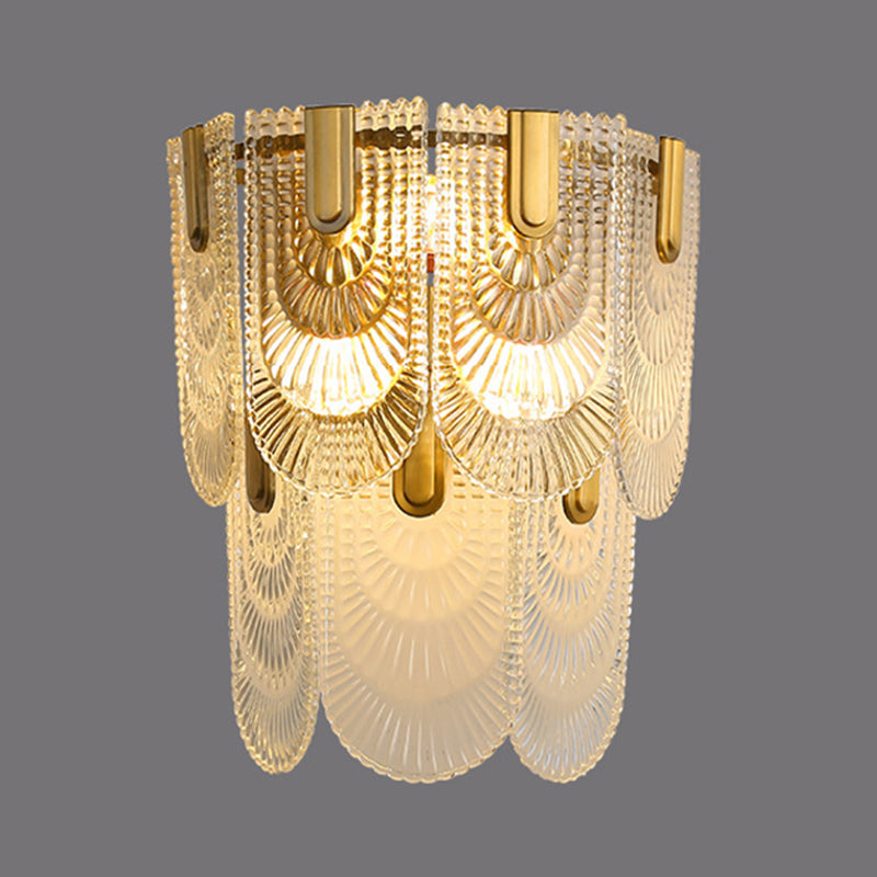 Metal & Glass 2 - Light Wall Light Post Modern in Gold & Clear