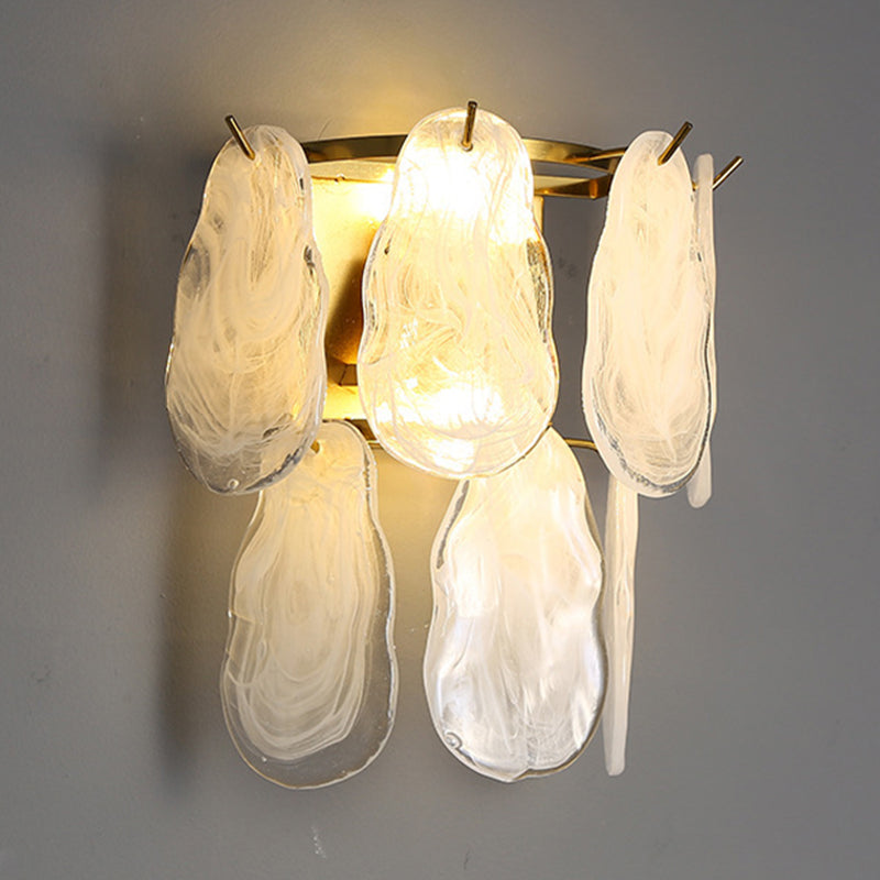 Metal & Glass 2 - Light Wall Light Post Modern in Gold & Clear