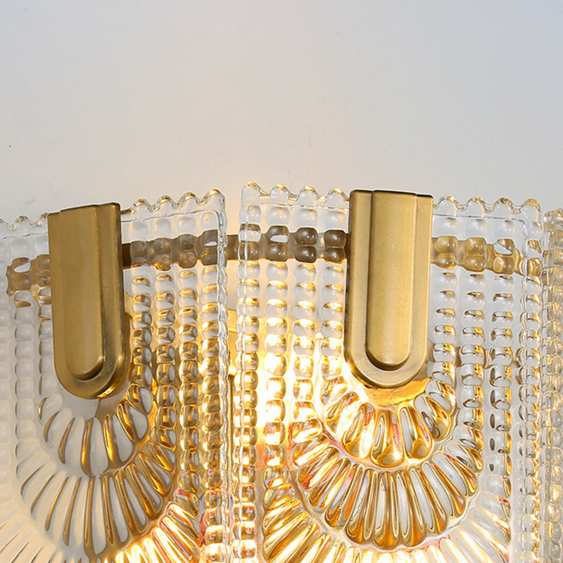 Metal & Glass 2 - Light Wall Light Post Modern in Gold & Clear