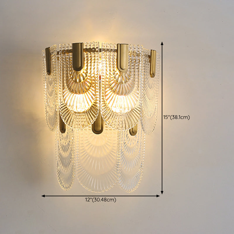 Metal & Glass 2 - Light Wall Light Post Modern in Gold & Clear