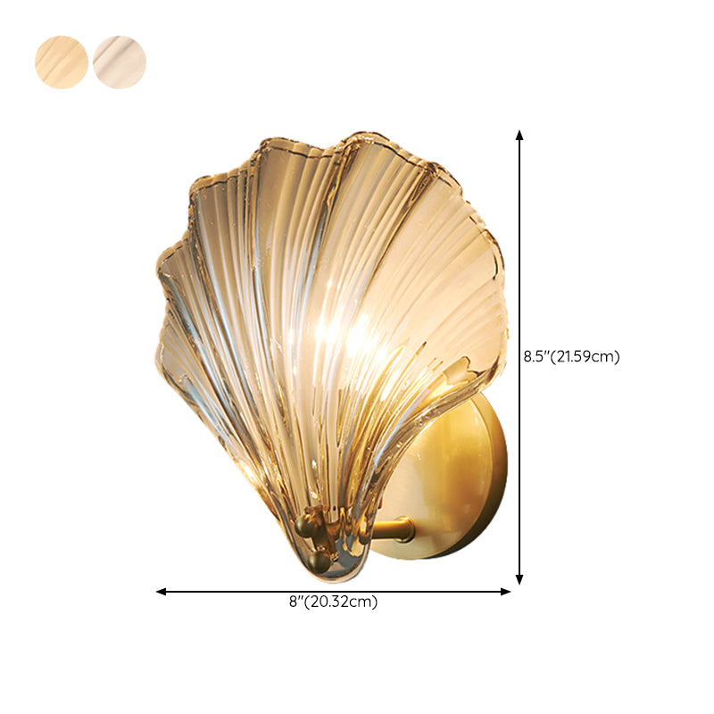Nordic Style Wall Light Shell Shape Wall Lamp with Glass Shade for Bedroom