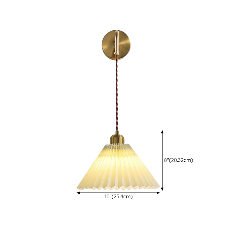 Nordic Style Wall Light Cone Shape Wall Lamp with Fabric Shade for Bedroom