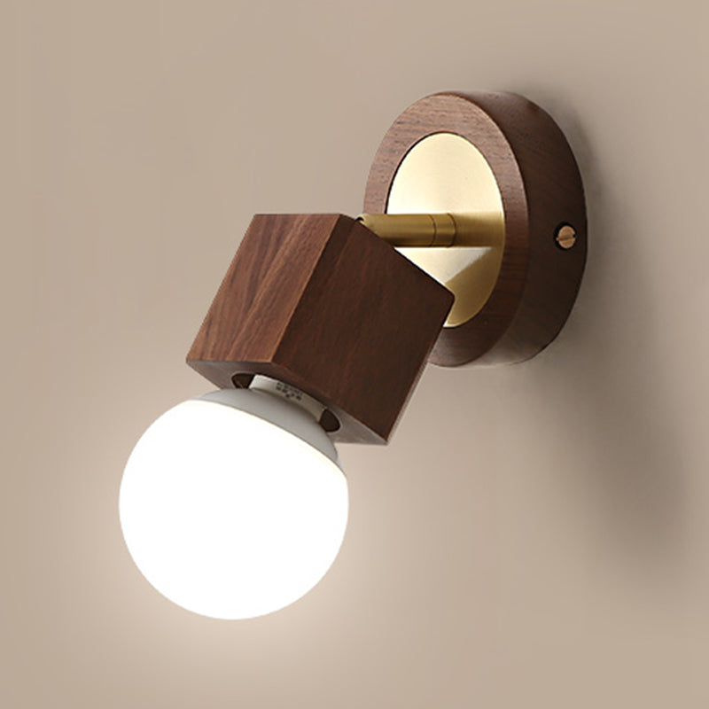 Modern Simple Wooden Wall Light Rectangle Shape Wall Lamp for Living Room