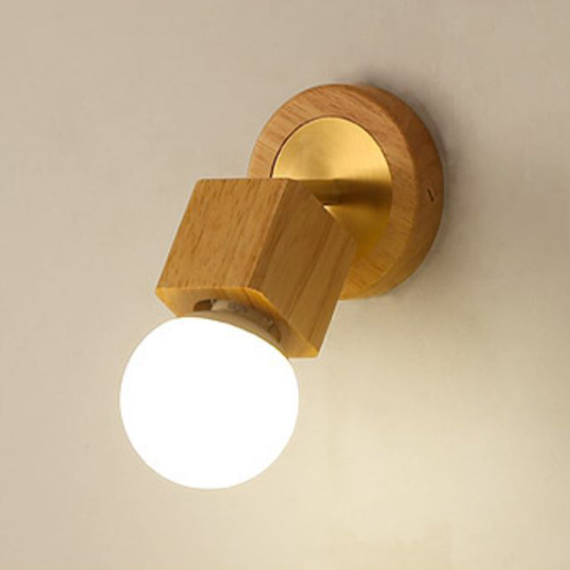 Modern Simple Wooden Wall Light Rectangle Shape Wall Lamp for Living Room