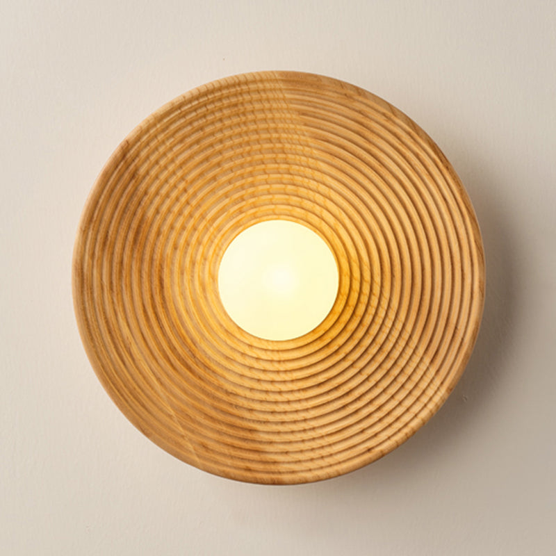 Modern Simple Wooden Wall Light Circle Shape Wall Lamp for Living Room