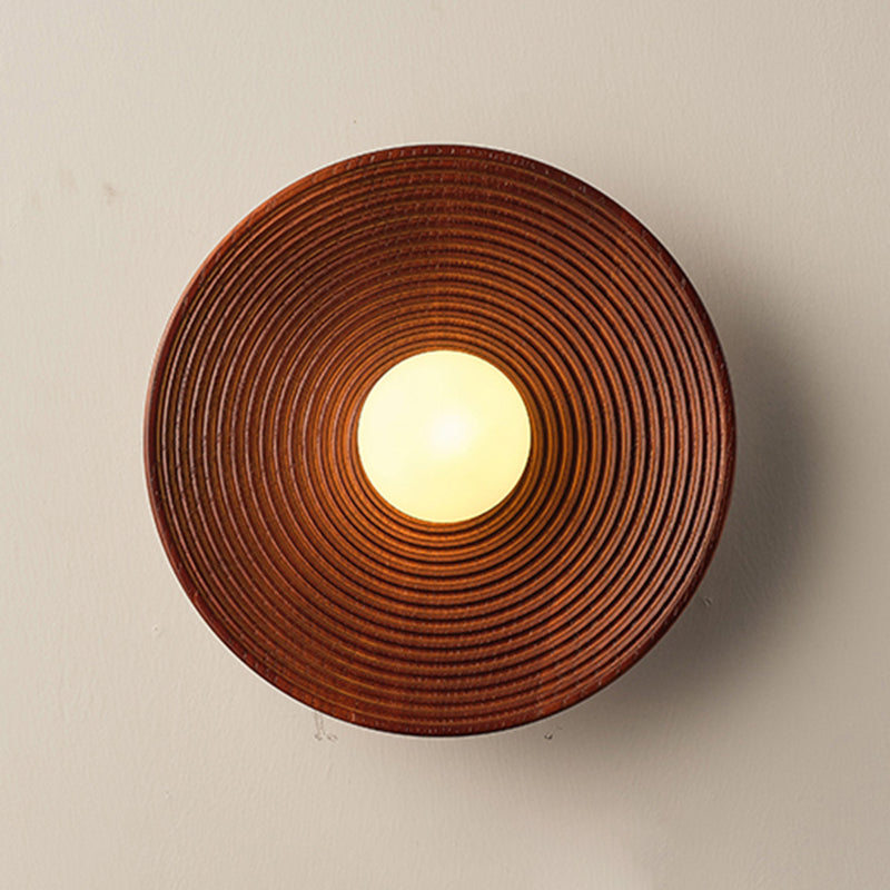 Modern Simple Wooden Wall Light Circle Shape Wall Lamp for Living Room