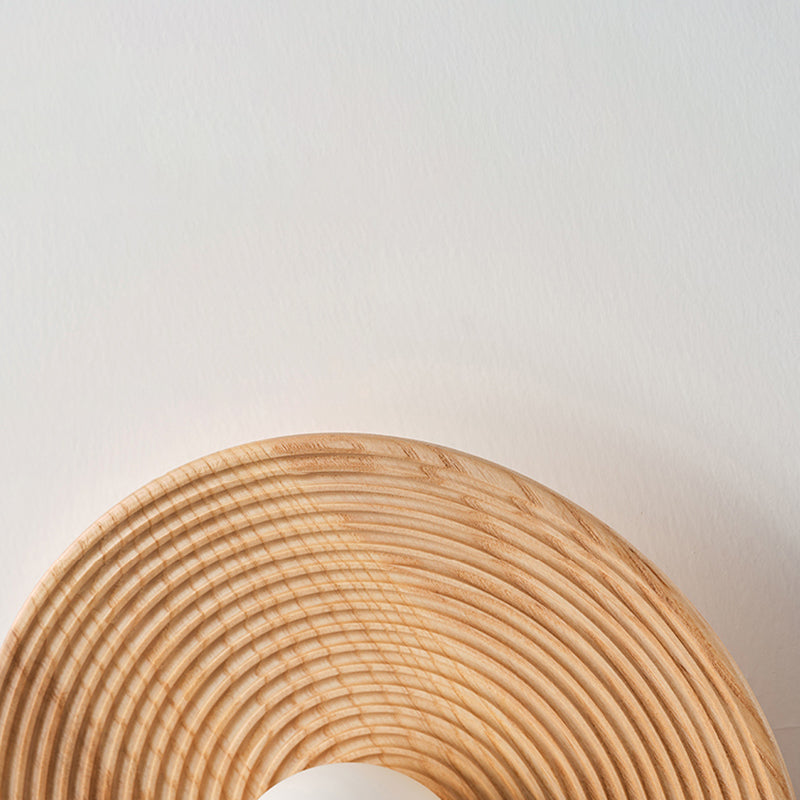 Modern Simple Wooden Wall Light Circle Shape Wall Lamp for Living Room