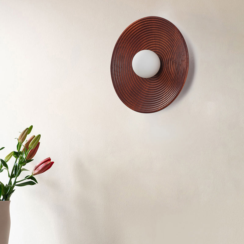 Modern Simple Wooden Wall Light Circle Shape Wall Lamp for Living Room