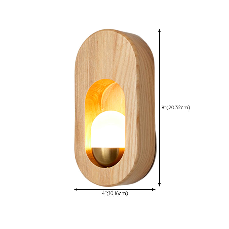 Modern Simple Wall Mount Light Ellipse Shape Wooden Wall Lamp for Bedroom