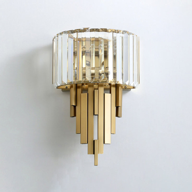 2-Light Modern Golden Wall Mounted Sconce Unique Crystal Wall Light for Foyer