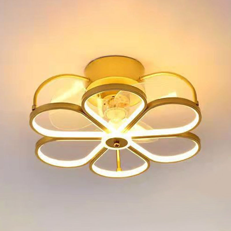 3-Blade LED Ceiling Fan Contemporary Black/Golden Fan with Light for Foyer