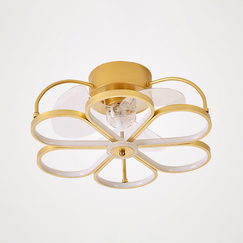 3-Blade LED Ceiling Fan Contemporary Black/Golden Fan with Light for Foyer