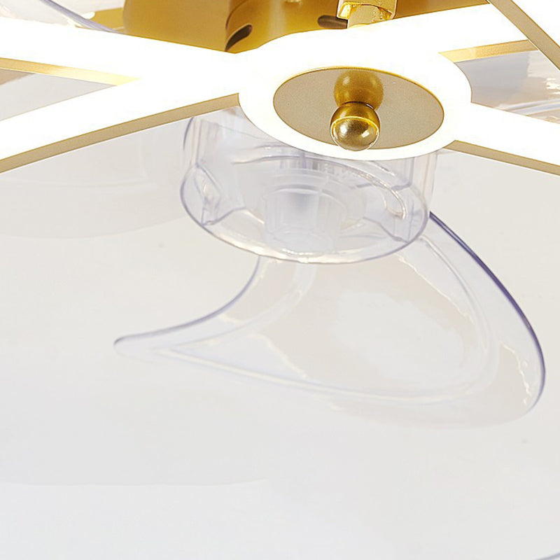 3-Blade LED Ceiling Fan Contemporary Black/Golden Fan with Light for Foyer