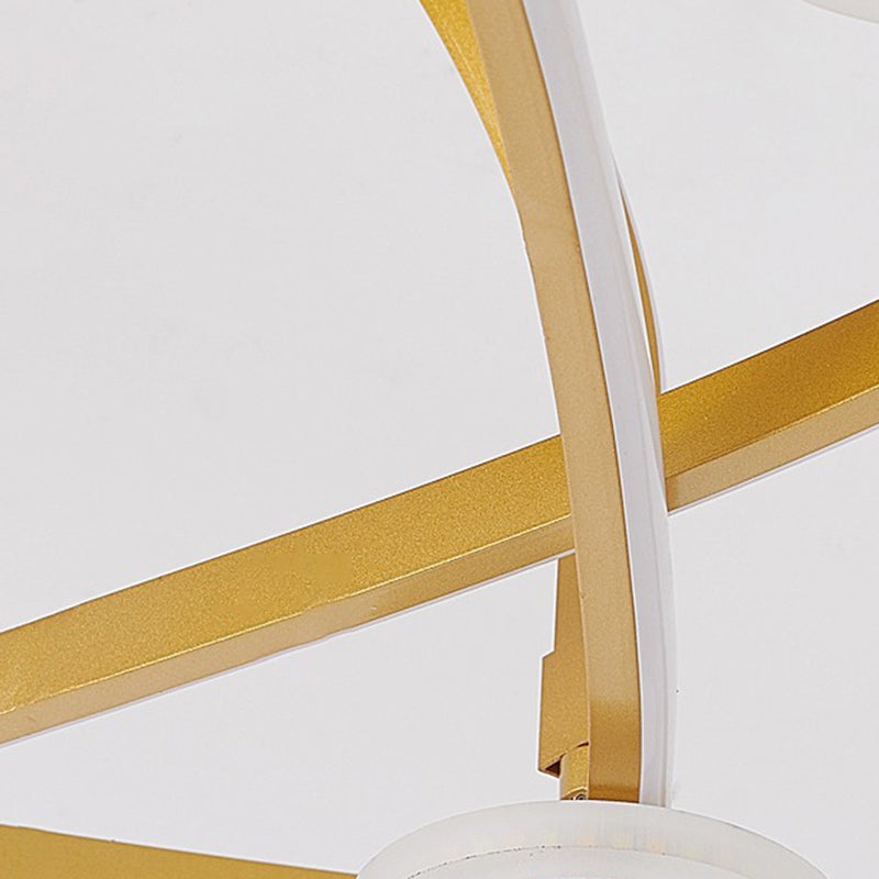 3-Blade LED Ceiling Fan Contemporary Black/Golden Fan with Light for Foyer