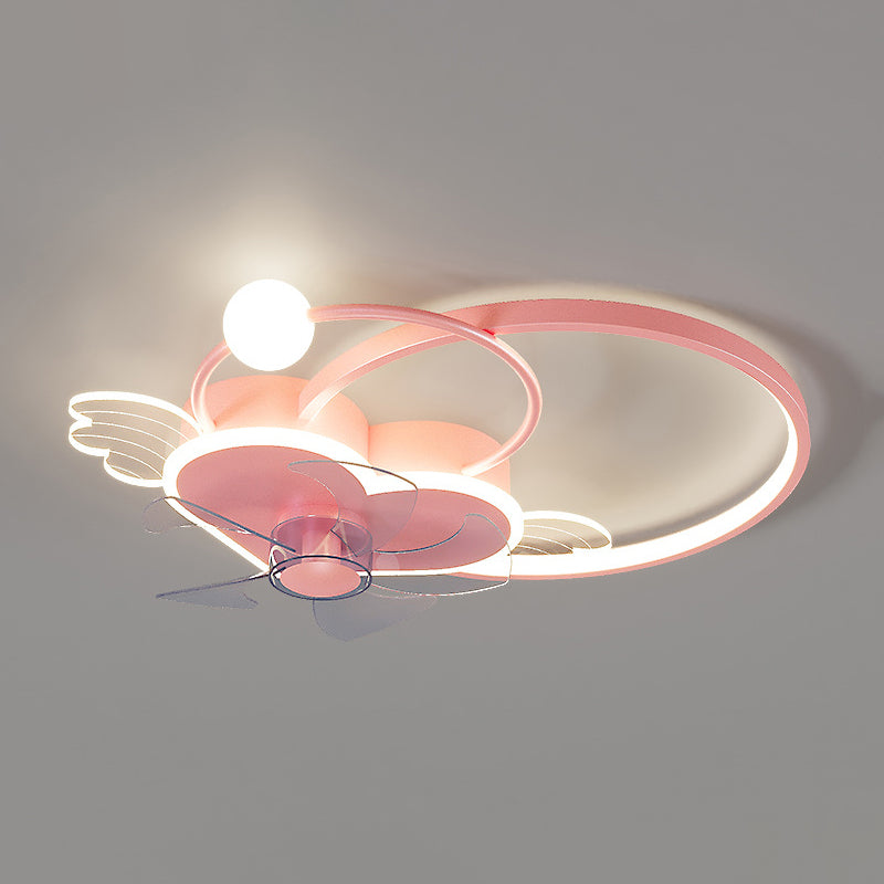 Polish Finish LED Ceiling Fan 7-Blade Children Fan with Light for Home