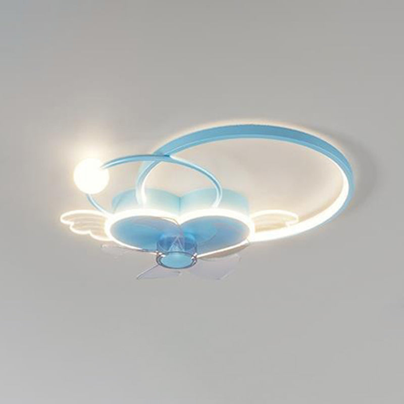 Polish Finish LED Ceiling Fan 7-Blade Children Fan with Light for Home