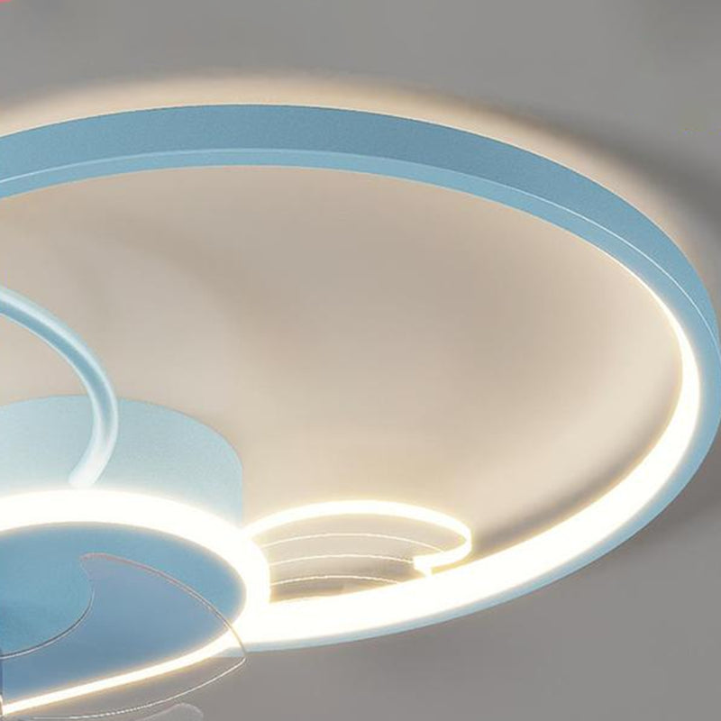 Polish Finish LED Ceiling Fan 7-Blade Children Fan with Light for Home