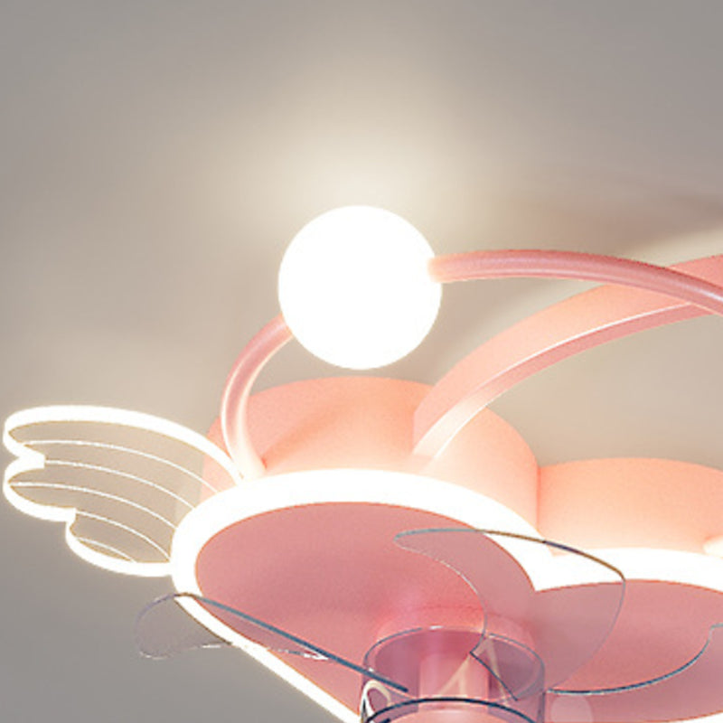 Polish Finish LED Ceiling Fan 7-Blade Children Fan with Light for Home