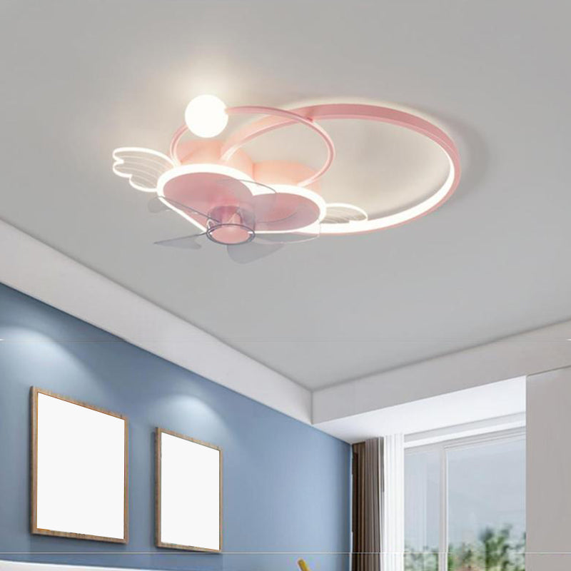 Polish Finish LED Ceiling Fan 7-Blade Children Fan with Light for Home