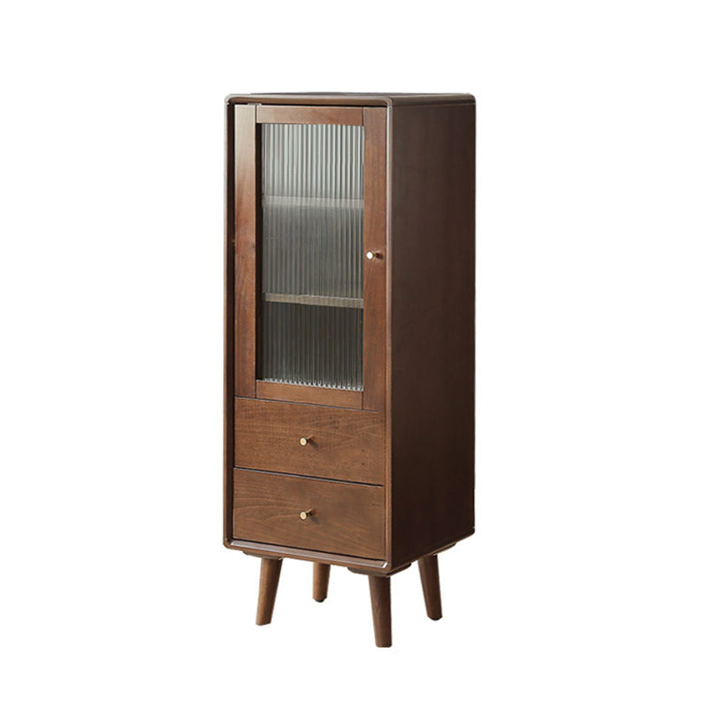 Contemporary Glass Doors Display Stand Beech Storage Cabinet for Living Room