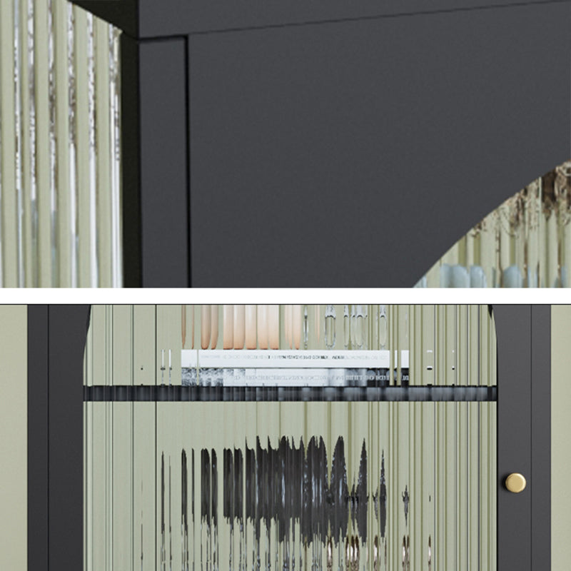 Contemporary Glass Doors Curio Cabinet Metal Storage Cabinet for Living Room