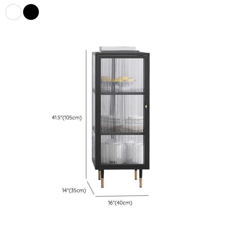 Contemporary Curio Cabinet Glass Doors Metal Storage Cabinet for Living Room
