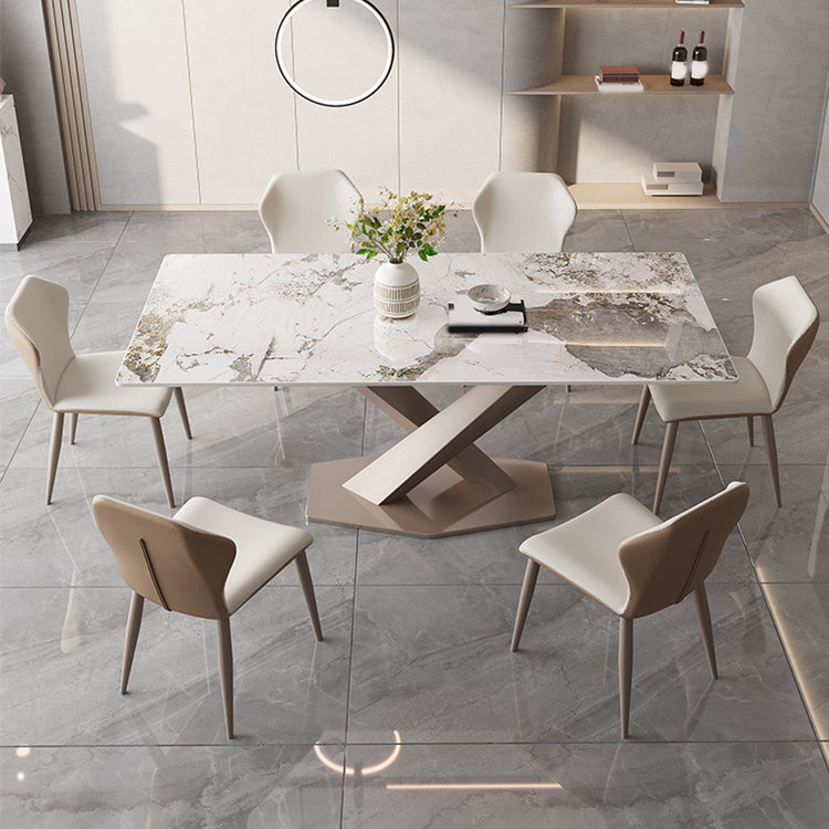 Glam Dinette Set for Dining Room 1/2/5/7 Pcs Glossy White Dining Table Set