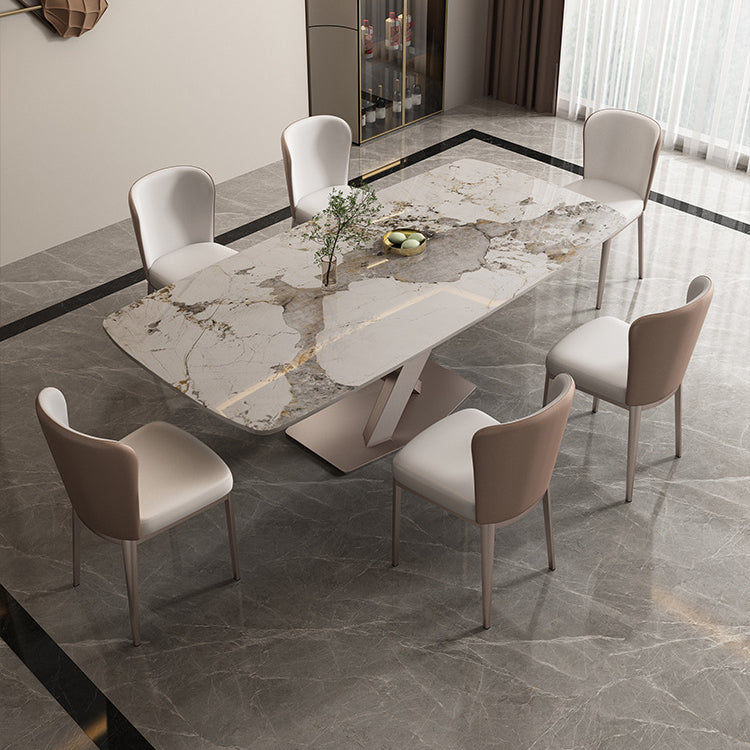 Glam Dinette Set for Dining Room 1/2/5/7 Pcs Glossy White Dining Table Set