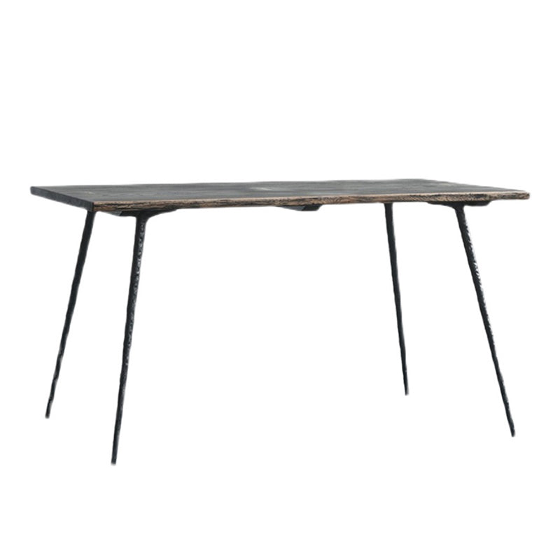 Black Oak Wood Dining Table Set 1/2/5 Pcs Industrial Metal Dinette Set for Home