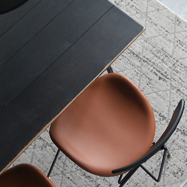 Black Oak Wood Dining Table Set 1/2/5 Pcs Industrial Metal Dinette Set for Home