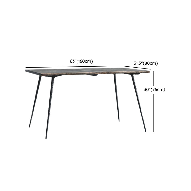 Black Oak Wood Dining Table Set 1/2/5 Pcs Industrial Metal Dinette Set for Home