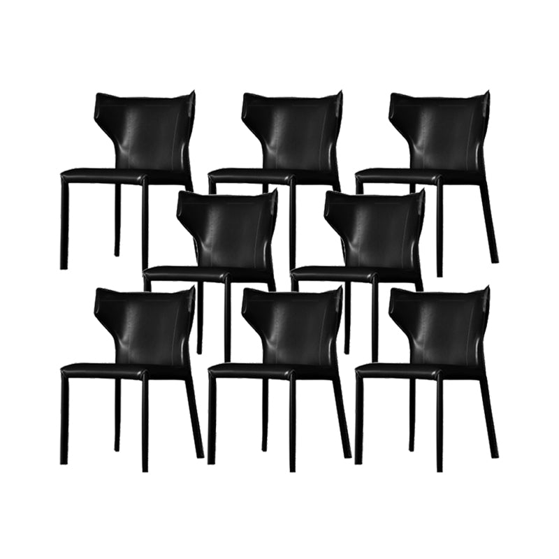 Faux Leather Dining Chairs Modern Style Wingback Armless Chair