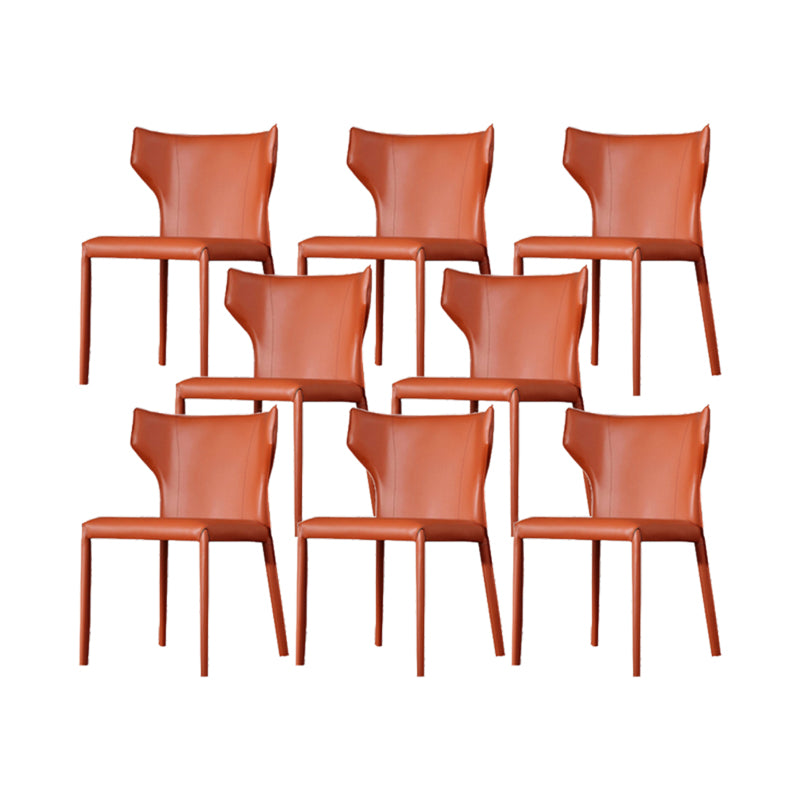 Faux Leather Dining Chairs Modern Style Wingback Armless Chair