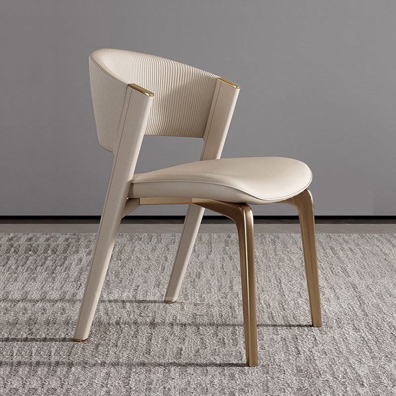 Faux Leather Dining Chair Nordic Style Open Back Armless Chair