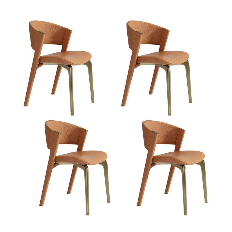 Faux Leather Dining Chair Nordic Style Open Back Armless Chair